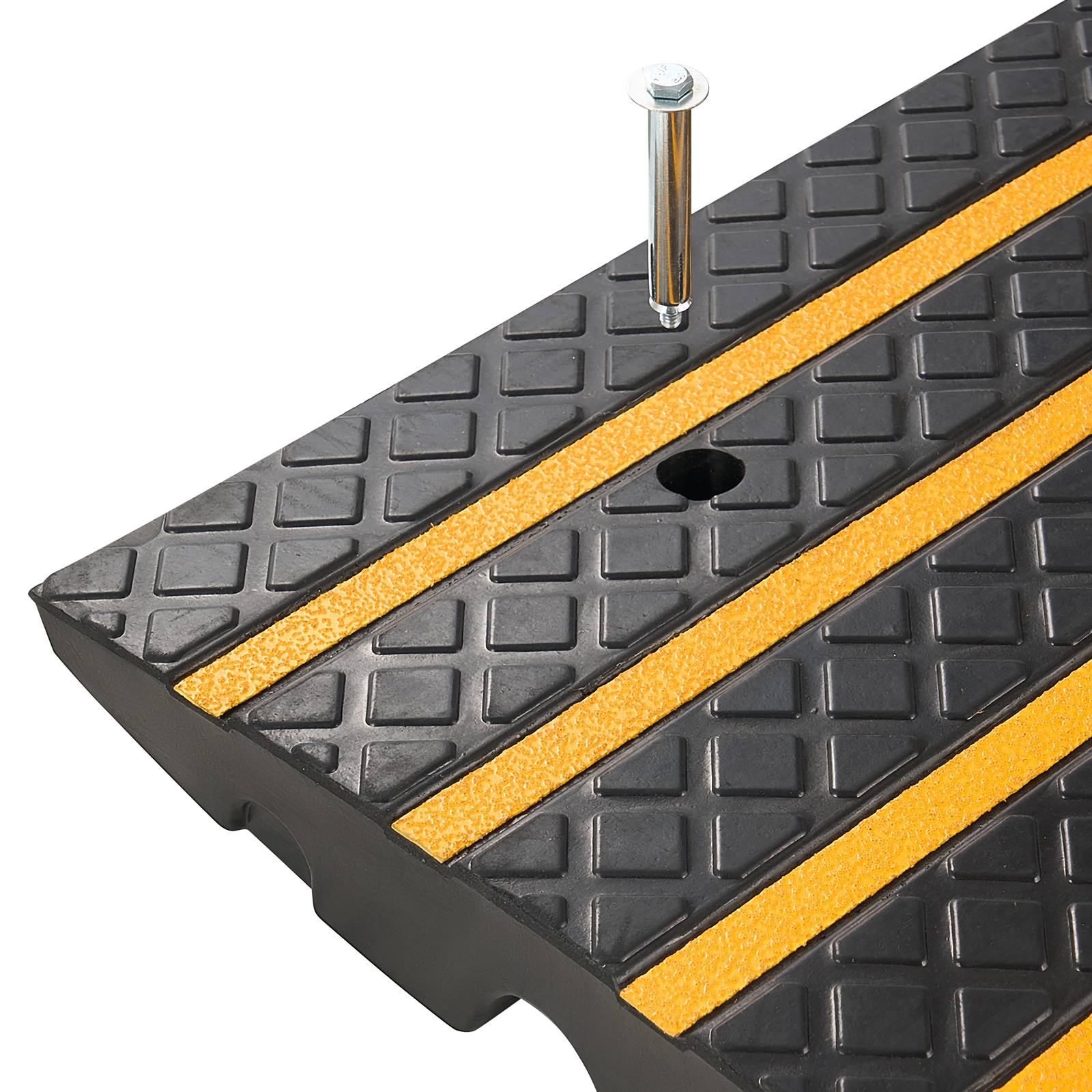 Rubber Driveway Curb Ramp With Reflective Strips For Vehicles_voghion.com